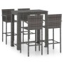 Set muebles bar jardín 5 pzas ratán sintético reposabrazos gris de vidaXL, Conjuntos de jardín - Ref: Foro24-3064812, Precio:...