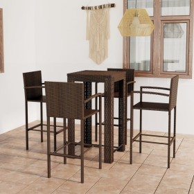 Garden bar furniture 5 pcs PE rattan armrest brown by vidaXL, Garden sets - Ref: Foro24-3064807, Price: 331,99 €, Discount: %