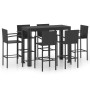 Muebles de bar jardín 7 pzas ratán sintético reposabrazos negro de vidaXL, Conjuntos de jardín - Ref: Foro24-3064814, Precio:...