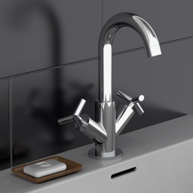 SCHÜTTE ELIOT chrome dual-handle mixer tap for washbasin by SCHÜTTE, Faucets - Ref: Foro24-434559, Price: 111,45 €, Discount: %