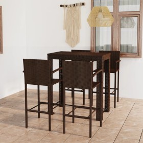 Garden bar furniture 5 pcs PE rattan armrest brown by vidaXL, Garden sets - Ref: Foro24-3064810, Price: 339,34 €, Discount: %