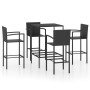 Garden table and high stools and cushions 5 pcs black PE rattan by vidaXL, Garden sets - Ref: Foro24-3064840, Price: 311,39 €...