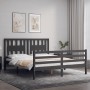 Gray solid wood bed frame with headboard 160x200 cm by vidaXL, Beds and slatted bases - Ref: Foro24-3194583, Price: 161,09 €,...