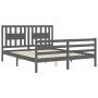 Gray solid wood bed frame with headboard 160x200 cm by vidaXL, Beds and slatted bases - Ref: Foro24-3194583, Price: 161,09 €,...