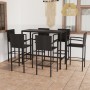 Garden table and high stools and cushions 7 pieces black PE rattan by vidaXL, Garden sets - Ref: Foro24-3064846, Price: 496,2...