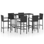 Garden table and high stools and cushions 7 pieces black PE rattan by vidaXL, Garden sets - Ref: Foro24-3064846, Price: 496,2...