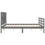 Gray solid wood bed frame with headboard 160x200 cm by vidaXL, Beds and slatted bases - Ref: Foro24-3194583, Price: 161,09 €,...