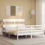 Estructura de cama matrimonio con cabecero madera maciza blanco de vidaXL, Camas y somieres - Ref: Foro24-3195097, Precio: 13...