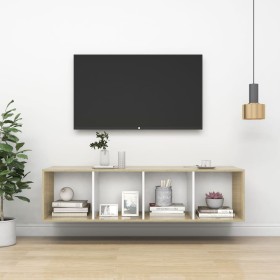 Sperrholz Wand-TV-Ständer Eiche weiß 37x37x142,5cm von vidaXL, TV-Möbel - Ref: Foro24-805494, Preis: 61,99 €, Rabatt: %