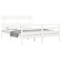 Estructura de cama matrimonio con cabecero madera maciza blanco de vidaXL, Camas y somieres - Ref: Foro24-3195097, Precio: 12...