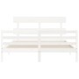 Estructura de cama matrimonio con cabecero madera maciza blanco de vidaXL, Camas y somieres - Ref: Foro24-3195097, Precio: 12...