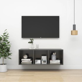 Glossy gray plywood wall TV cabinet 37x37x107 cm by vidaXL, TV Furniture - Ref: Foro24-805488, Price: 36,59 €, Discount: %