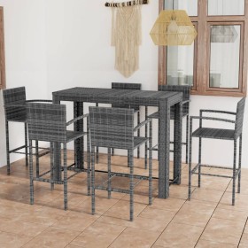 Muebles de bar de jardín 7 pzas ratán PE reposabrazos gris de vidaXL, Conjuntos de jardín - Ref: Foro24-3064815, Precio: 452,...