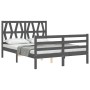 Estructura de cama con cabecero madera maciza gris 140x190 cm de vidaXL, Camas y somieres - Ref: Foro24-3194358, Precio: 162,...