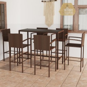 Set de bar de jardín 7 piezas ratán sintético marrón de vidaXL, Conjuntos de jardín - Ref: Foro24-3064845, Precio: 463,99 €, ...