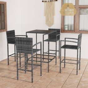 Garden table and high stools 5 pieces synthetic rattan gray by vidaXL, Garden sets - Ref: Foro24-3064841, Price: 302,99 €, Di...