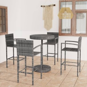 Muebles de bar de jardín 5 piezas ratán sintético gris de vidaXL, Conjuntos de jardín - Ref: Foro24-3064773, Precio: 316,99 €...