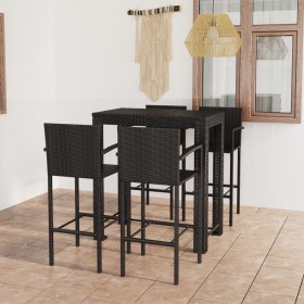 Muebles de bar jardín 5 pzas ratán PE reposabrazos negro de vidaXL, Conjuntos de jardín - Ref: Foro24-3064811, Precio: 358,99...