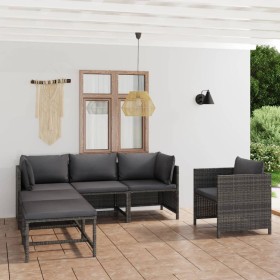 6-piece garden furniture set and gray synthetic rattan cushions by vidaXL, Garden sets - Ref: Foro24-3059756, Price: 406,89 €...