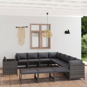 Gartenmöbel Set 12 Stück und Kissen Kunststoff Rattan grau von vidaXL, Gartensets - Ref: Foro24-3059776, Preis: 722,55 €, Rab...