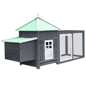 Chicken coop with nesting box solid gray fir wood 190x72x102 cm by vidaXL, Cages and habitats for small animals - Ref: Foro24...