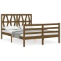 Estructura de cama matrimonio con cabecero madera marrón miel de vidaXL, Camas y somieres - Ref: Foro24-3194349, Precio: 159,...