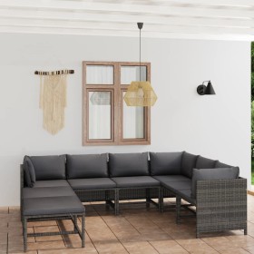 8-piece garden furniture set and gray synthetic rattan cushions by vidaXL, Garden sets - Ref: Foro24-3059771, Price: 459,87 €...