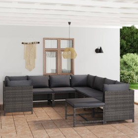 9-teiliges Gartenmöbel-Set und graue synthetische Rattankissen von vidaXL, Gartensets - Ref: Foro24-3059765, Preis: 498,99 €,...