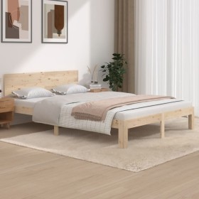 Solid pine wood bed frame 140x200 cm by vidaXL, Beds and slatted bases - Ref: Foro24-833115, Price: 163,99 €, Discount: %