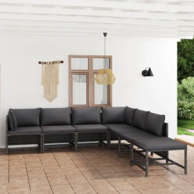 7-teiliges Gartenmöbel-Set und graue synthetische Rattankissen von vidaXL, Gartensets - Ref: Foro24-3059764, Preis: 330,99 €,...