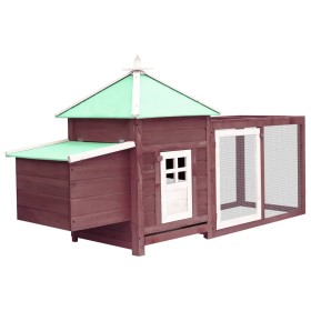 Chicken coop with nesting box solid mocha fir wood 190x72x102 cm by vidaXL, Cages and habitats for small animals - Ref: Foro2...