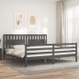 Estructura de cama con cabecero madera maciza gris 200x200 cm de vidaXL, Camas y somieres - Ref: Foro24-3194333, Precio: 181,...