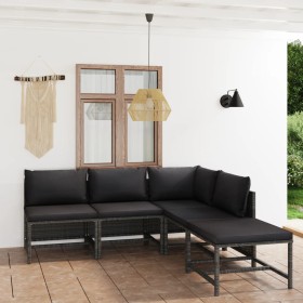 5-teiliges Gartenmöbel-Set und graue synthetische Rattankissen von vidaXL, Gartensets - Ref: Foro24-3059754, Preis: 258,96 €,...