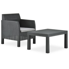 2-piece garden furniture set with anthracite gray rattan PP cushion by vidaXL, Garden sets - Ref: Foro24-315641, Price: 73,99...