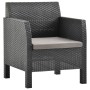 Set de muebles jardín 2 piezas con cojín PP ratán gris antracita de vidaXL, Conjuntos de jardín - Ref: Foro24-315641, Precio:...