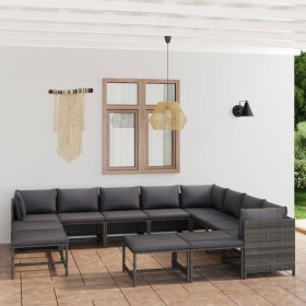 12-teiliges Gartenmöbel-Set und graue synthetische Rattankissen von vidaXL, Gartensets - Ref: Foro24-3059777, Preis: 576,99 €...