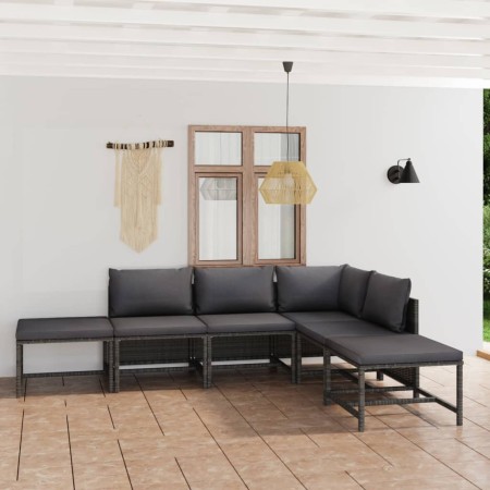 6-piece garden furniture set with gray synthetic rattan cushions by vidaXL, Garden sets - Ref: Foro24-3059762, Price: 276,81 ...