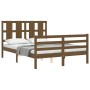 Estructura cama y cabecero madera maciza marrón miel 140x200 cm de vidaXL, Camas y somieres - Ref: Foro24-3194119, Precio: 16...