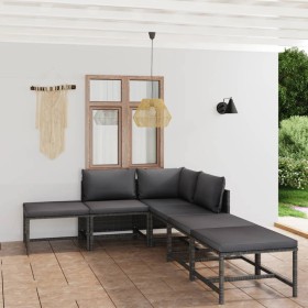 6-piece garden furniture set with gray synthetic rattan cushions by vidaXL, Garden sets - Ref: Foro24-3059757, Price: 290,99 ...