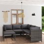 Set von Gartenmöbeln 6 Stück und Kissen synthetischen Rattan grau von vidaXL, Gartensets - Ref: Foro24-3059760, Preis: 454,11...