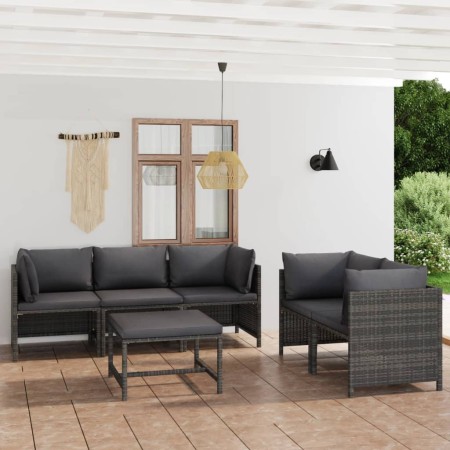 6-piece garden furniture set and gray synthetic rattan cushions by vidaXL, Garden sets - Ref: Foro24-3059759, Price: 424,81 €...