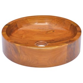 Lavabo de madera maciza de teca Φ40x10 cm de vidaXL, Lavabos - Ref: Foro24-326159, Precio: 125,99 €, Descuento: %