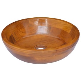 Lavabo de madera maciza de teca Φ40x10 cm de vidaXL, Lavabos - Ref: Foro24-326160, Precio: 98,99 €, Descuento: %