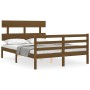 Honey brown solid wood bed frame and headboard 140x200 cm by vidaXL, Beds and slatted bases - Ref: Foro24-3195094, Price: 145...