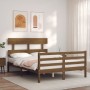 Estructura cama y cabecero madera maciza marrón miel 140x200 cm de vidaXL, Camas y somieres - Ref: Foro24-3195094, Precio: 14...