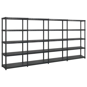 Storage shelves 5 levels black plastic 366x45.7x185 cm by vidaXL, Industrial shelving - Ref: Foro24-3059862, Price: 343,82 €,...