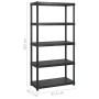 Storage shelves 5 levels black plastic 366x45.7x185 cm by vidaXL, Industrial shelving - Ref: Foro24-3059862, Price: 343,82 €,...