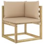 Garten-Ecksofa mit grün imprägnierten Holzkissen von vidaXL, Modulare Sofas für den Außenbereich - Ref: Foro24-3065021, Preis...