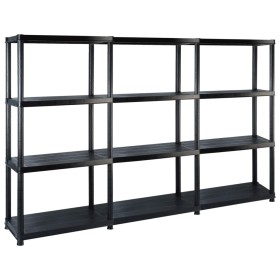 Storage shelf 4 levels black plastic 183x30.5x130 cm by vidaXL, Industrial shelving - Ref: Foro24-3059855, Price: 101,94 €, D...