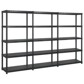 Storage shelves 5 levels black plastic 255x40x185cm by vidaXL, Industrial shelving - Ref: Foro24-3059857, Price: 233,64 €, Di...